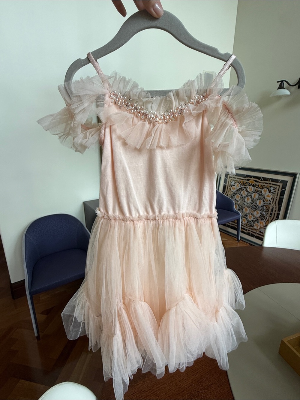 Peach Tulle Ruffle Party Dress